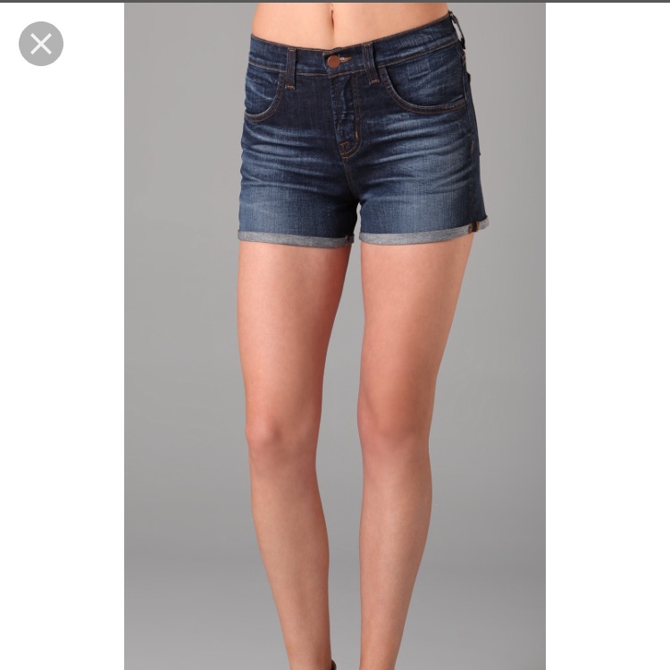 J Brand Gwen Dark Denim Cuffed High Rise Shorts